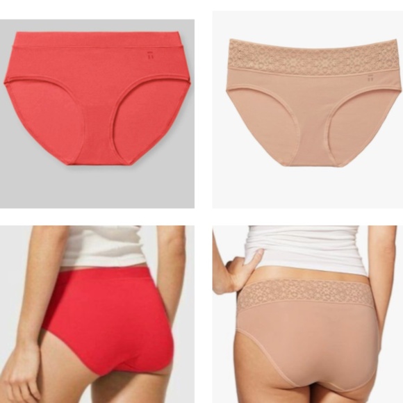 Two Tommy John Women's Cool Cotton Briefs Sz S Beige & Red - Picture 1 of 12